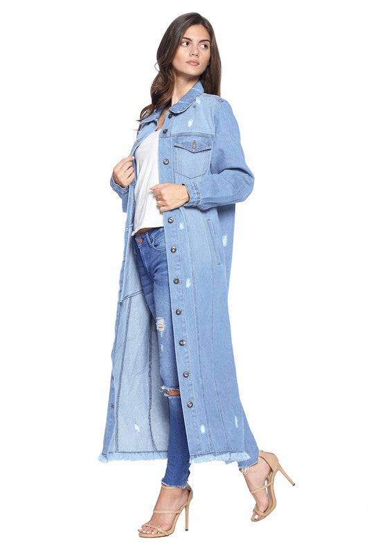 DENIM LONG JACKETS DISTRESSED WASHED Eye Candy Sensation