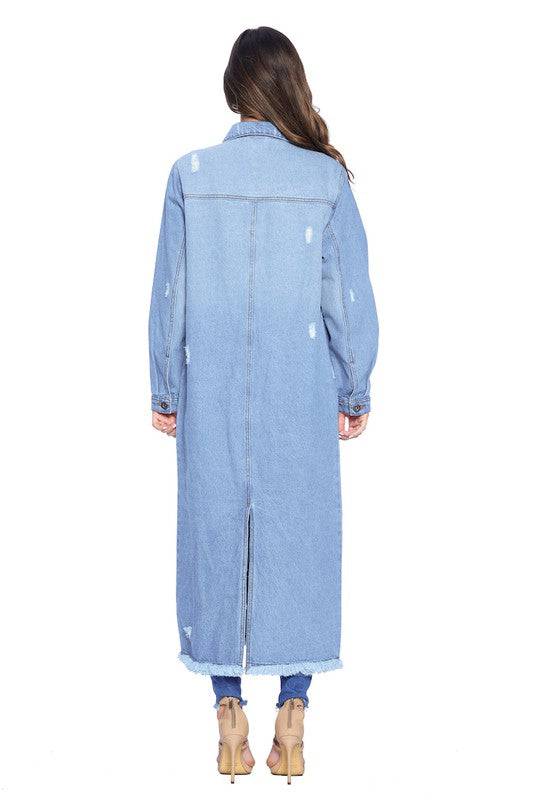 DENIM LONG JACKETS DISTRESSED WASHED Eye Candy Sensation