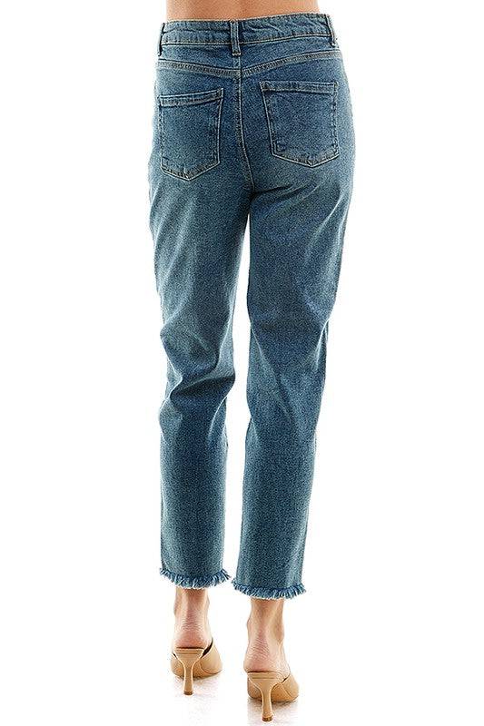 DISTRESSED DETAILED STRAIGHT LEG JEANS Eye Candy Sensation