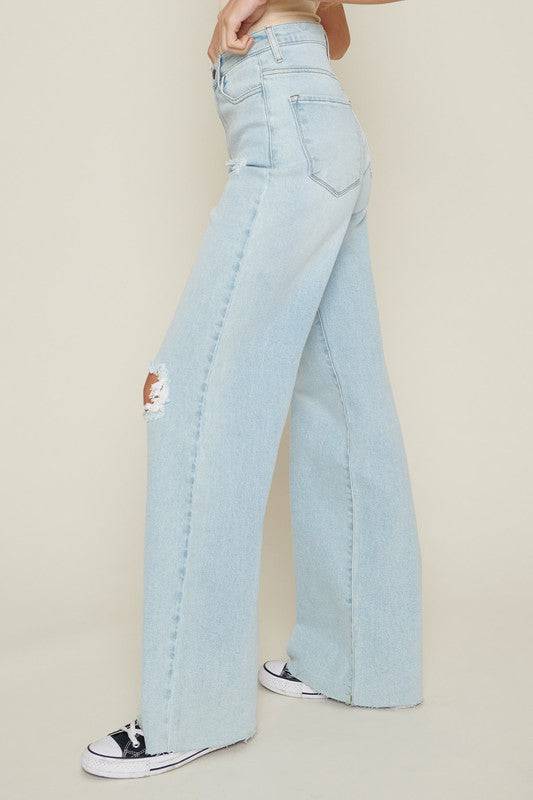 Distressed Wide Leg Jeans Eye Candy Sensation