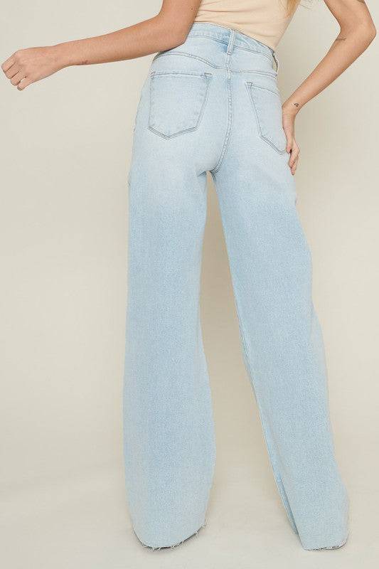 Distressed Wide Leg Jeans Eye Candy Sensation