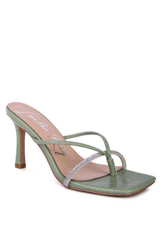 FETISH CROC RHINESTONE SLIDER SANDALS Eye Candy Sensation