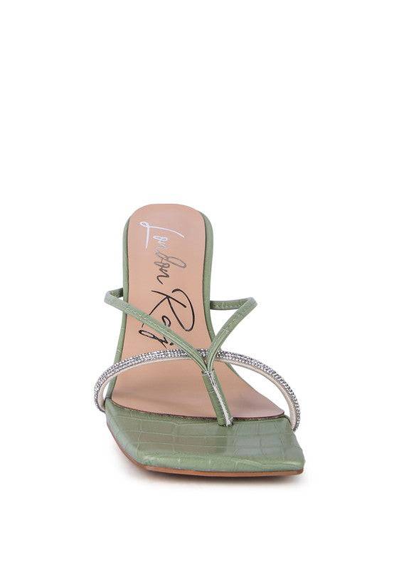 FETISH CROC RHINESTONE SLIDER SANDALS Eye Candy Sensation