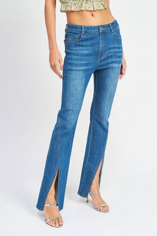 FLARED JEANS WITH SLITS Eye Candy Sensation