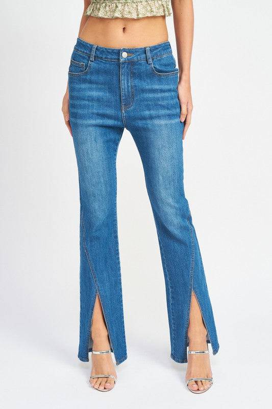 FLARED JEANS WITH SLITS Eye Candy Sensation
