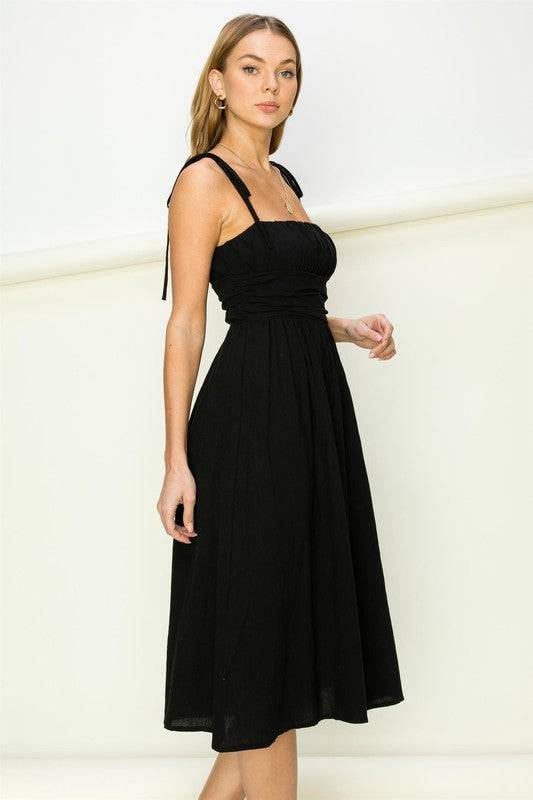 Get a Clue Tie-Strap Midi Dress Eye Candy Sensation