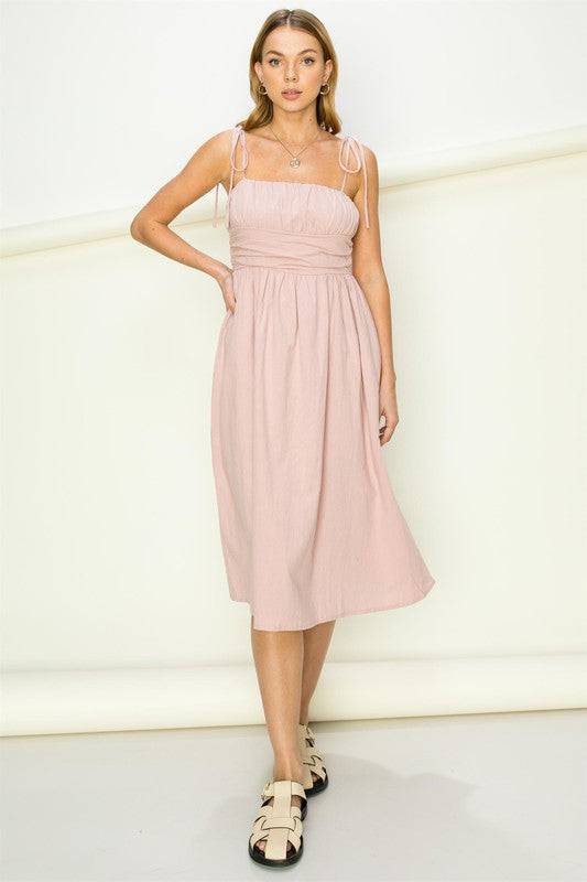 Get a Clue Tie-Strap Midi Dress Eye Candy Sensation