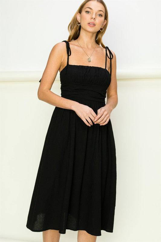 Get a Clue Tie-Strap Midi Dress Eye Candy Sensation