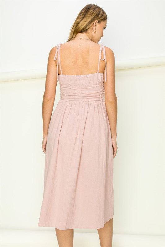 Get a Clue Tie-Strap Midi Dress Eye Candy Sensation