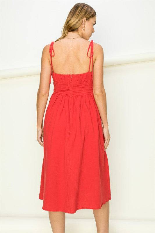 Get a Clue Tie-Strap Midi Dress Eye Candy Sensation