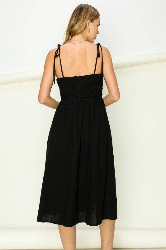 Get a Clue Tie-Strap Midi Dress Eye Candy Sensation