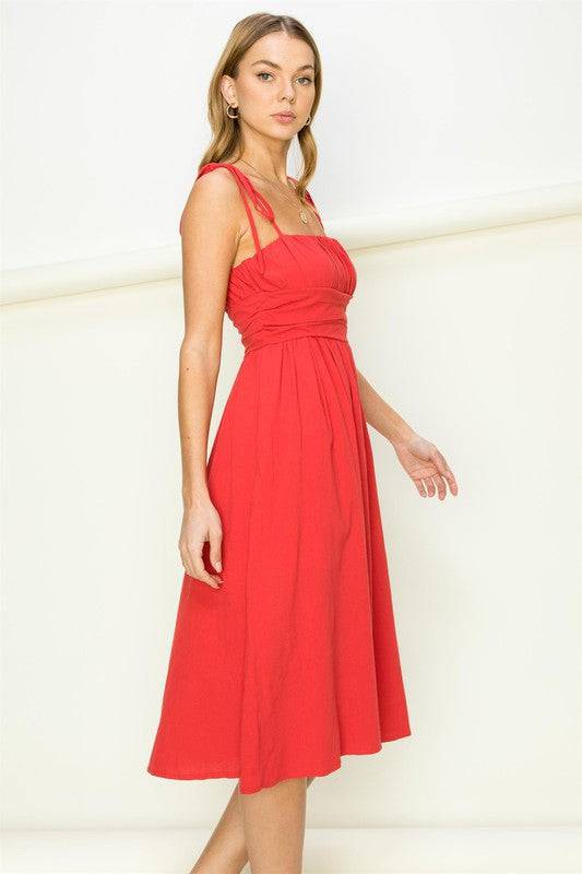 Get a Clue Tie-Strap Midi Dress Eye Candy Sensation