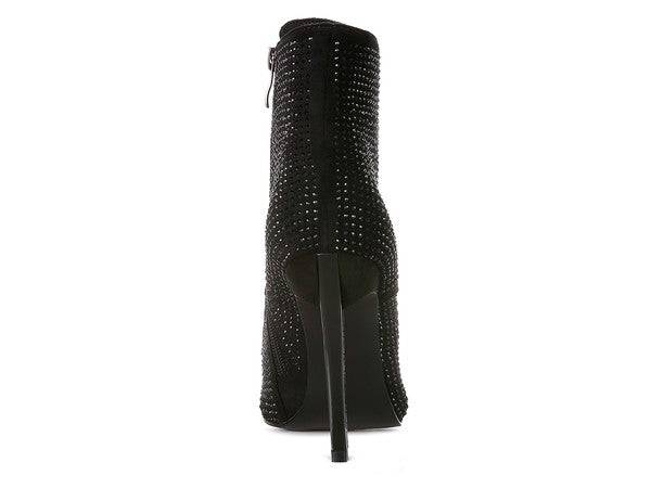 HEAD ON Faux Suede Diamante Ankle Boots Eye Candy Sensation