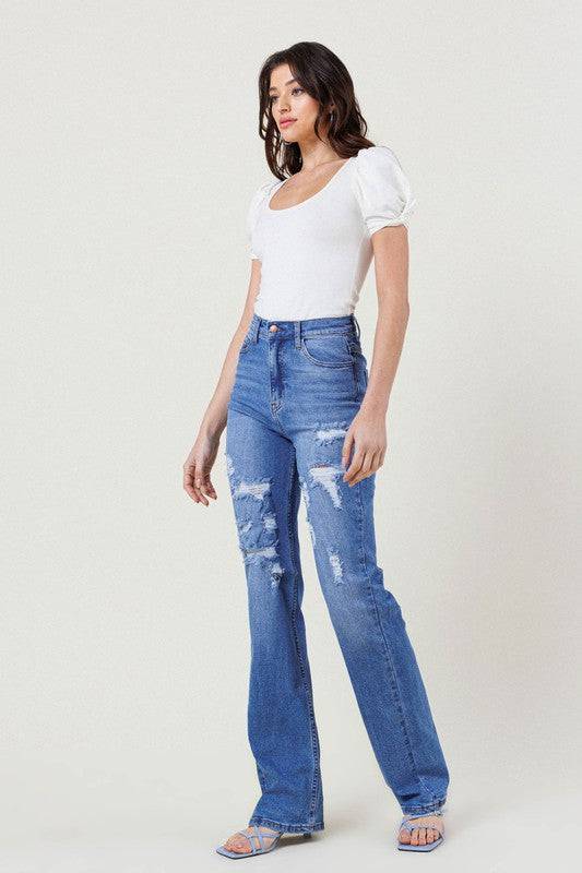 HIGH RISE DISTRESSED STRAIGHT LEG Eye Candy Sensation