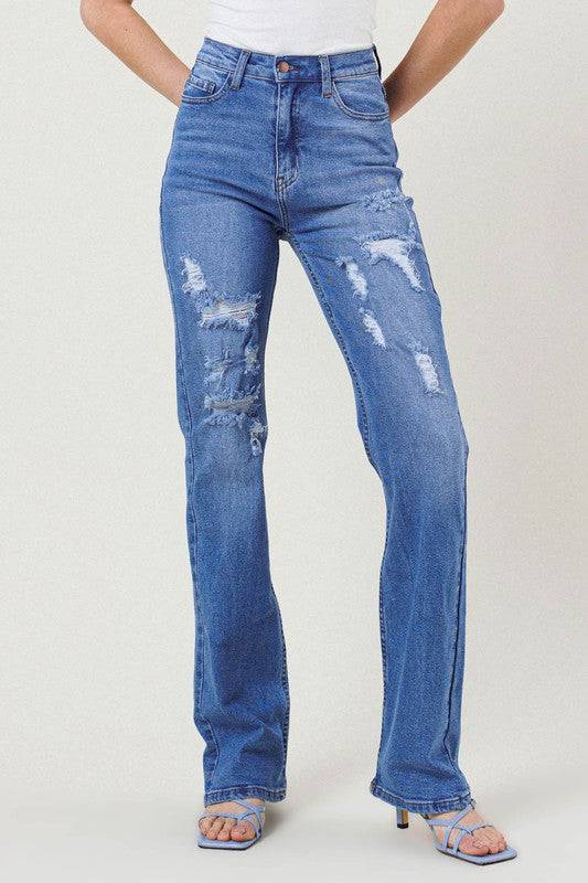 HIGH RISE DISTRESSED STRAIGHT LEG Eye Candy Sensation