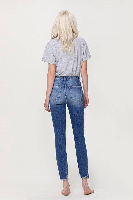 High Rise Ankle Skinny with Uneven Hem Detail Eye Candy Sensation
