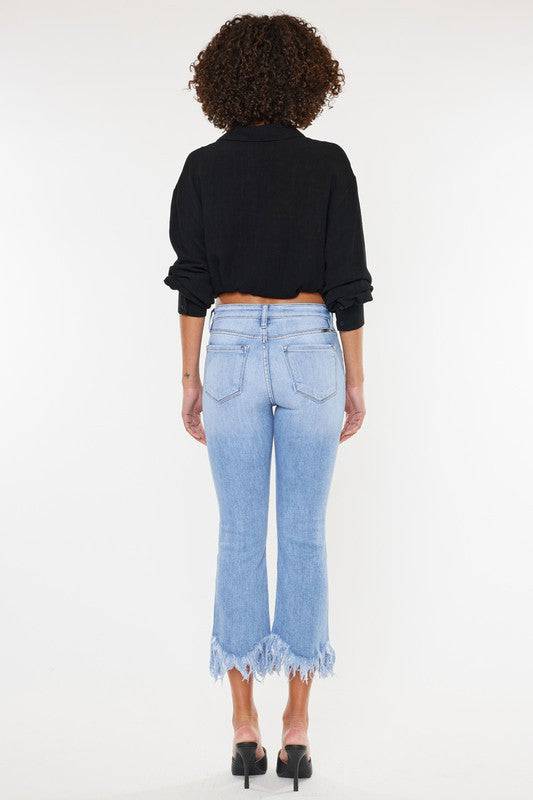 High Rise Crop Bootcut Denim Pants Eye Candy Sensation