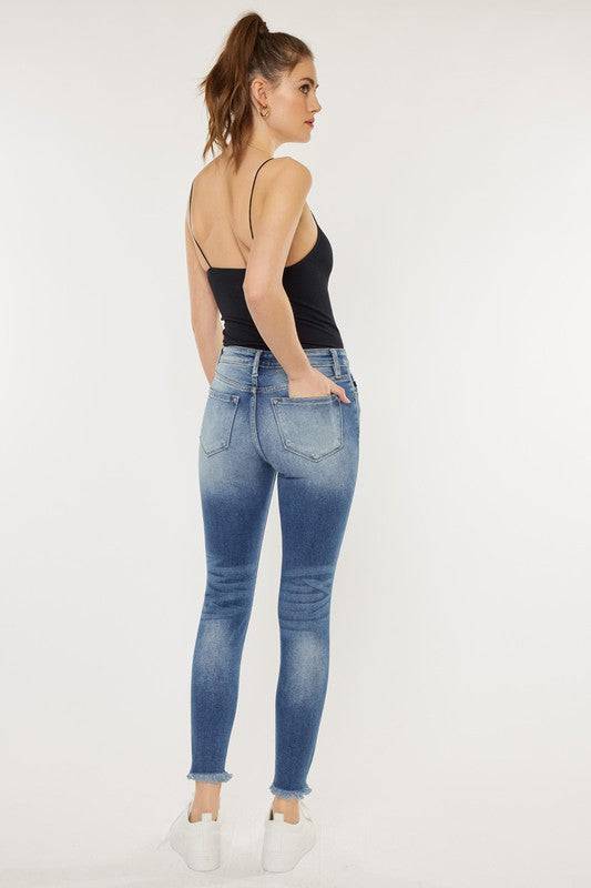 High Rise Fray Hem Ankle Skinny - KC9130M Eye Candy Sensation