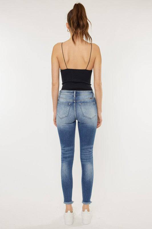 High Rise Fray Hem Ankle Skinny - KC9130M Eye Candy Sensation