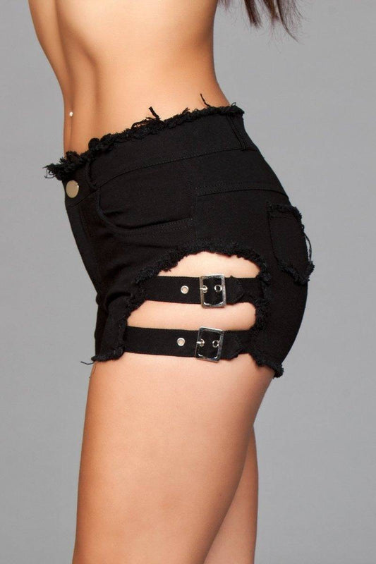 J10BK Buckled Down Denim Shorts - Eye Candy Sensation