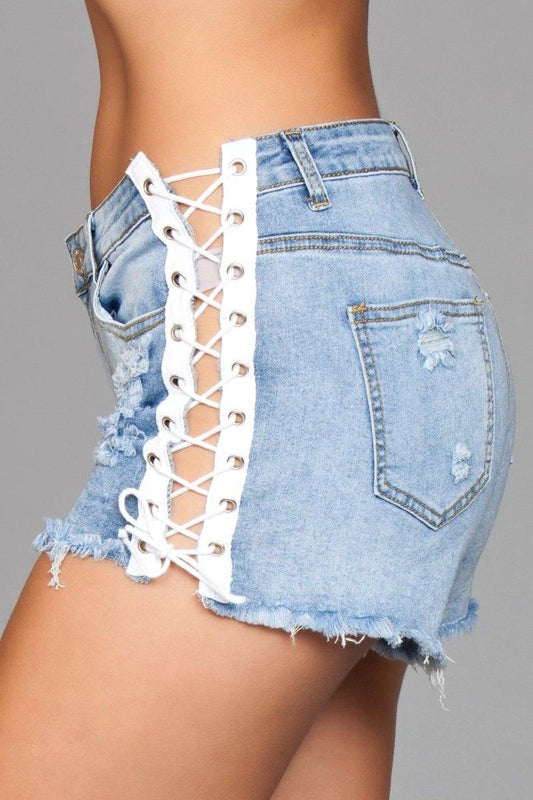 J6BL Double Up Shorts - Light Wash Eye Candy Sensation