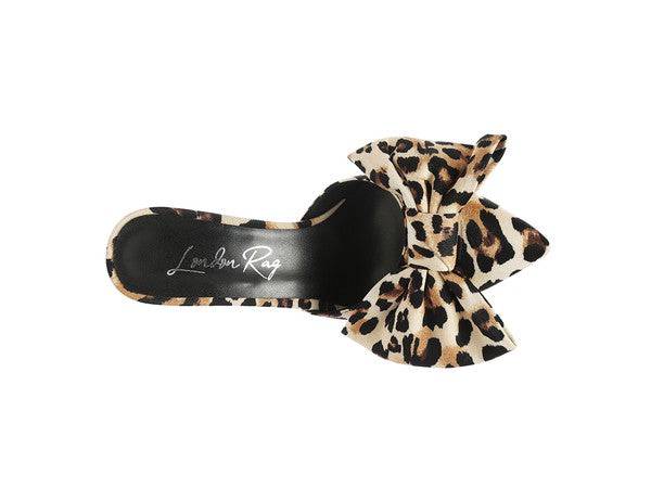 Joelle High Heel Bow Tie Leopard Print Mules Eye Candy Sensation