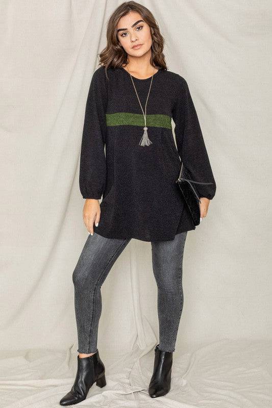 Knit Bishop Sleeve Mini Dress Eye Candy Sensation