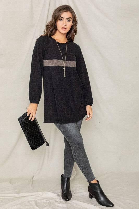 Knit Bishop Sleeve Mini Dress Eye Candy Sensation
