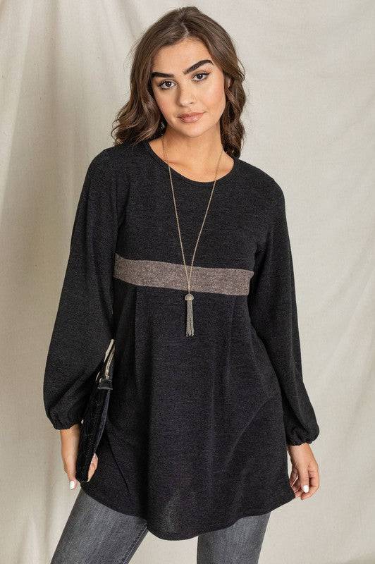 Knit Bishop Sleeve Mini Dress Eye Candy Sensation