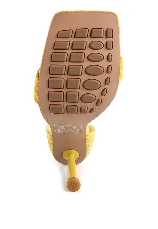 LAST SIP HEELED FAUX SUEDE CHAIN STRAP SANDAL Eye Candy Sensation