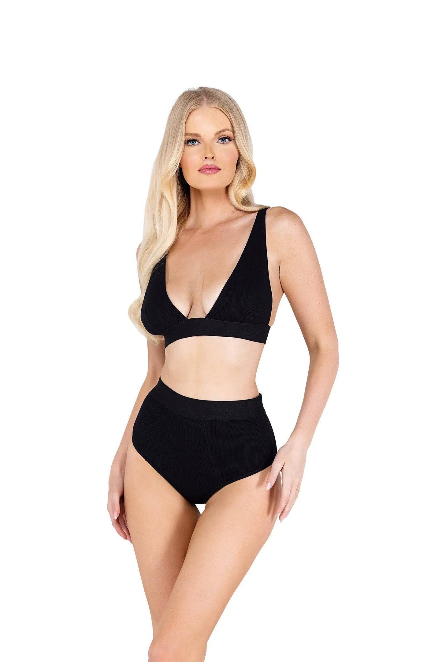 LI502 - 2PC Fitted Rib High-Waisted Bra Set Eye Candy Sensation