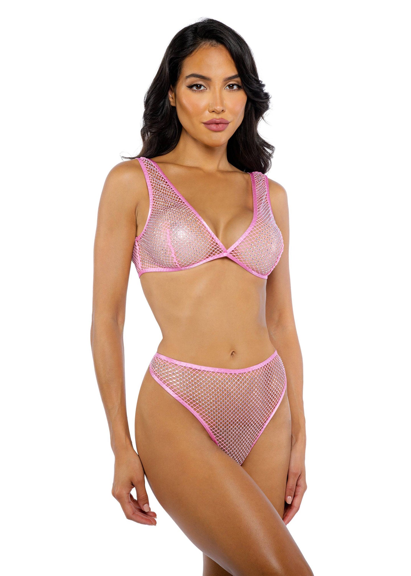 LI729 - Think Pink Rhinestone Tube 2-Piece Short Set - Eye Candy Sensation