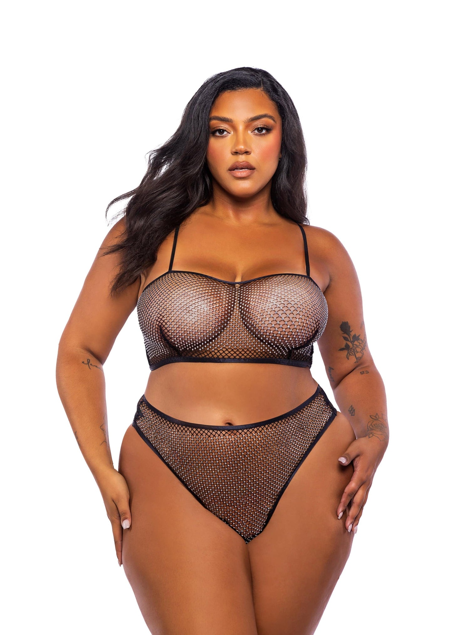LI754 - Think Pink Rhinestone Bralette 2-Piece Short Set - Eye Candy Sensation