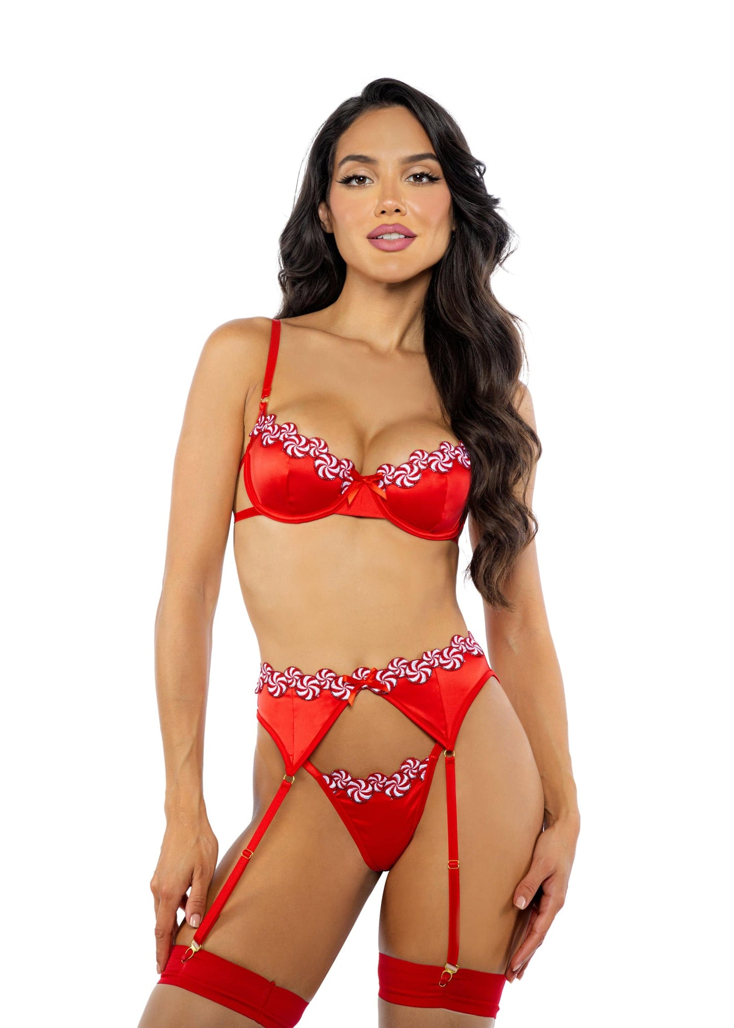 LI762 - Peppermint Kiss 3-Piece Garter Set - Eye Candy Sensation