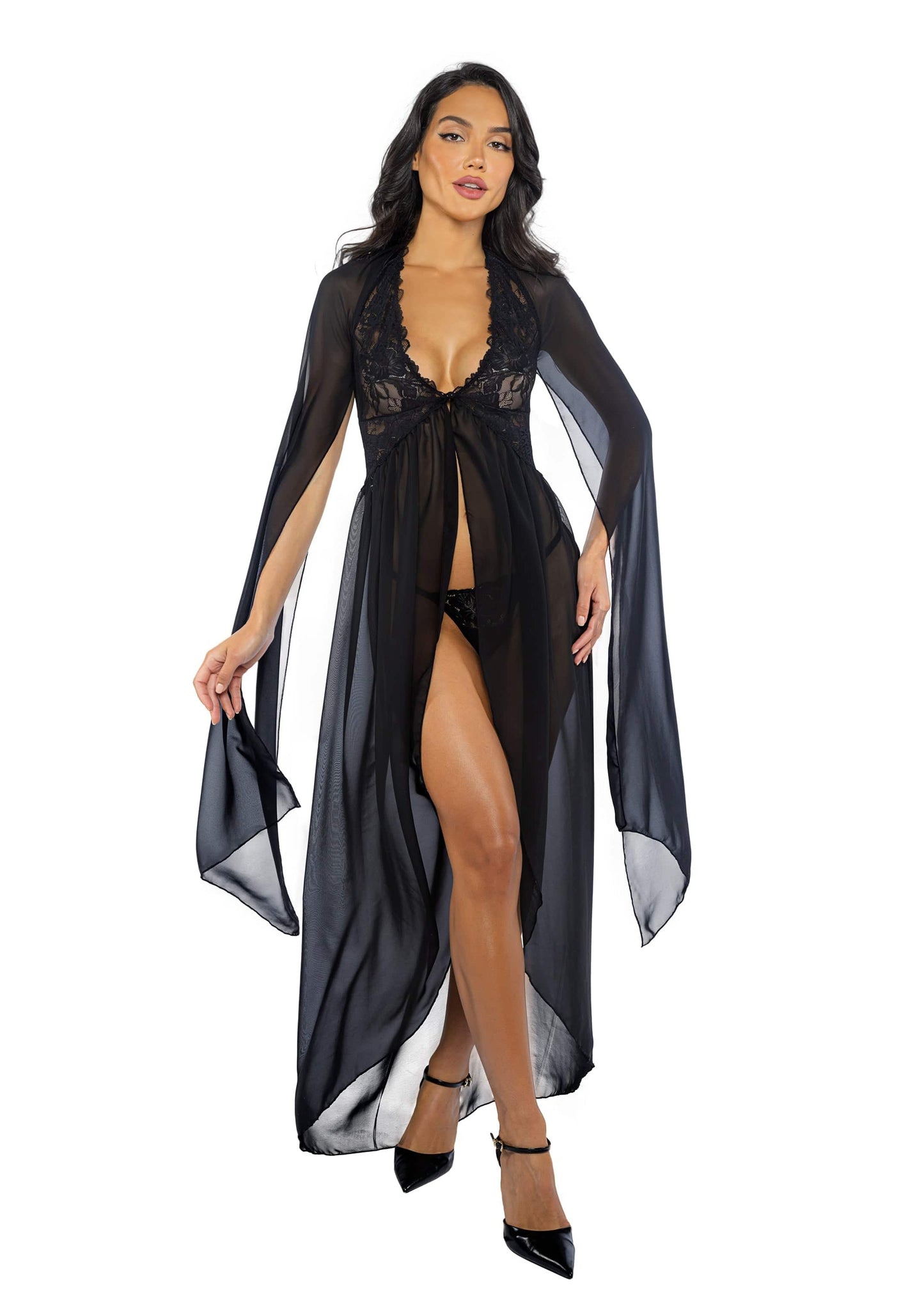 LI768 - Smoldering Maxi Nightgown 2-Piece Set - Eye Candy Sensation