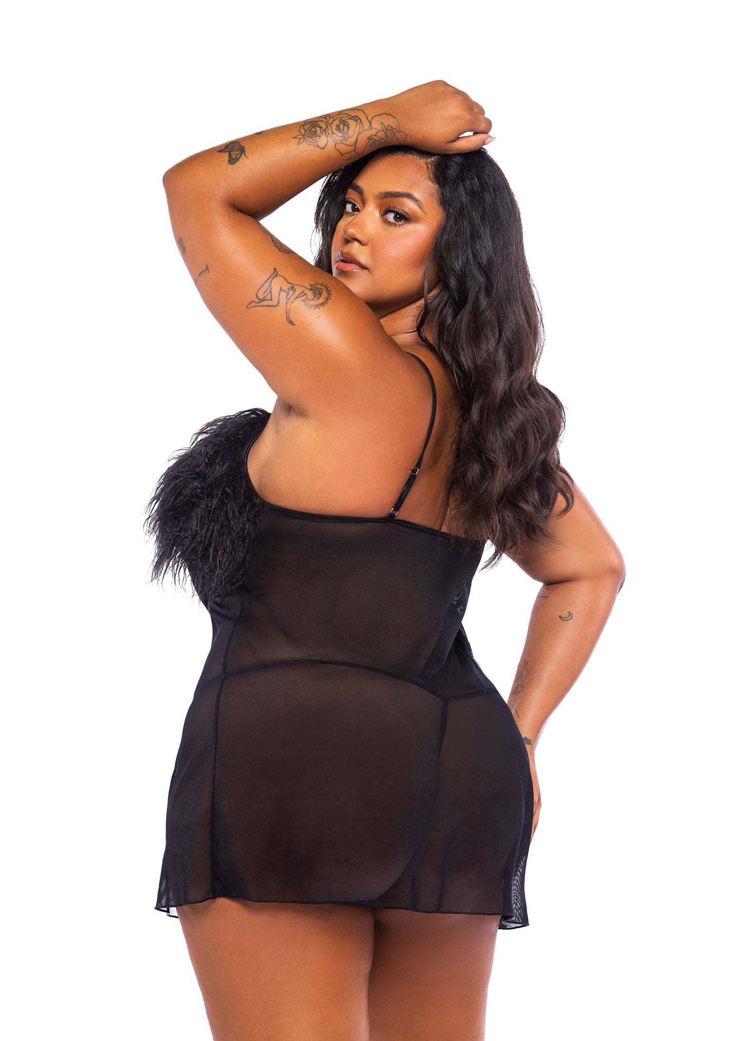 LI773 - Amelia 2-Piece Feather Babydoll - Eye Candy Sensation