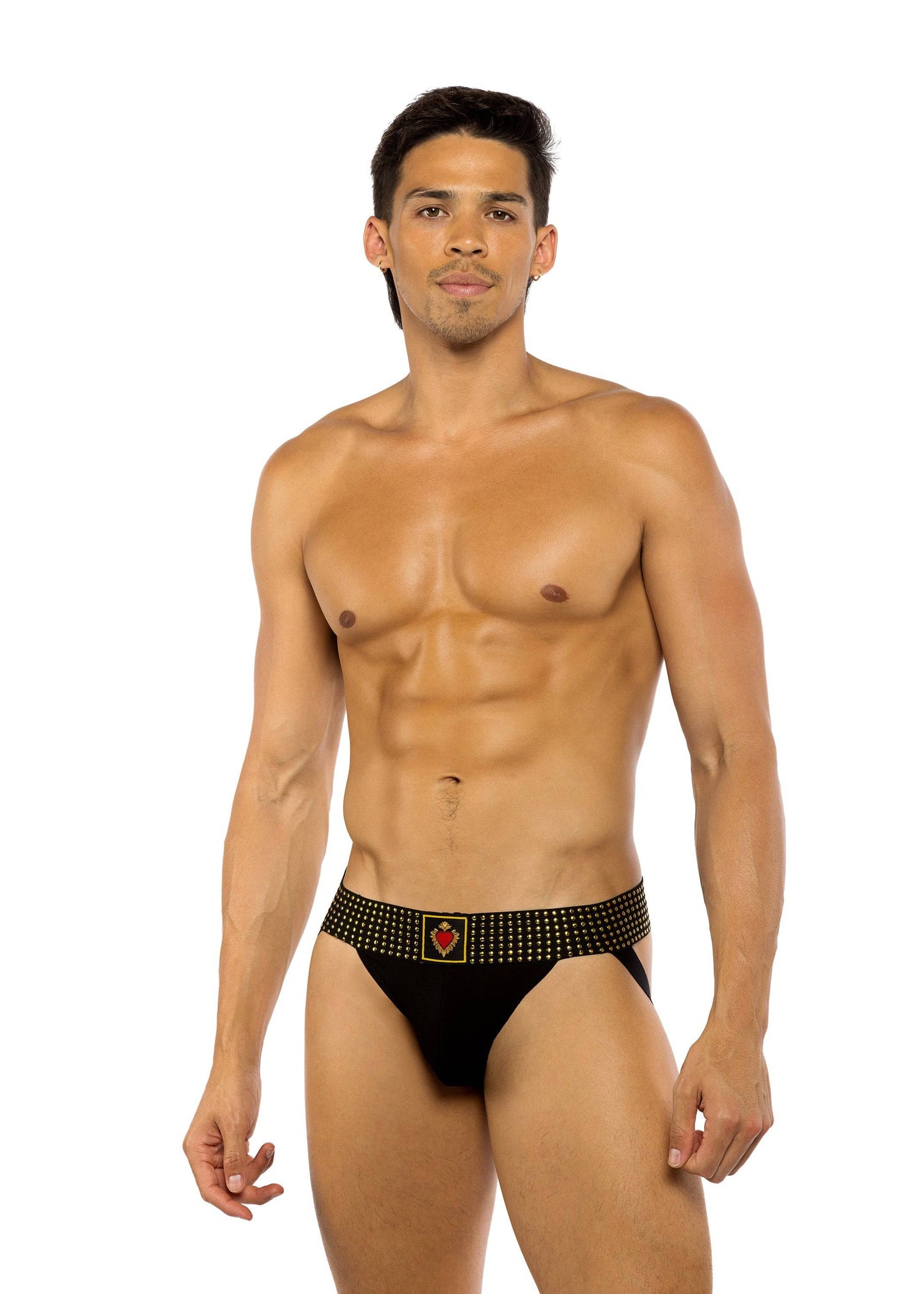 LI778 - Sacred Heart Jockstrap with Studded Elastic - Eye Candy Sensation