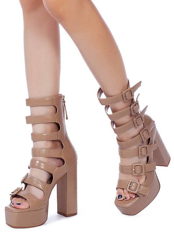 LONDON RAG SAROUCHI CAGED HIGH HEEL BUCKLE SANDAL Eye Candy Sensation