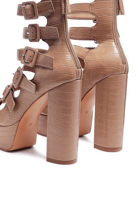 LONDON RAG SAROUCHI CAGED HIGH HEEL BUCKLE SANDAL Eye Candy Sensation