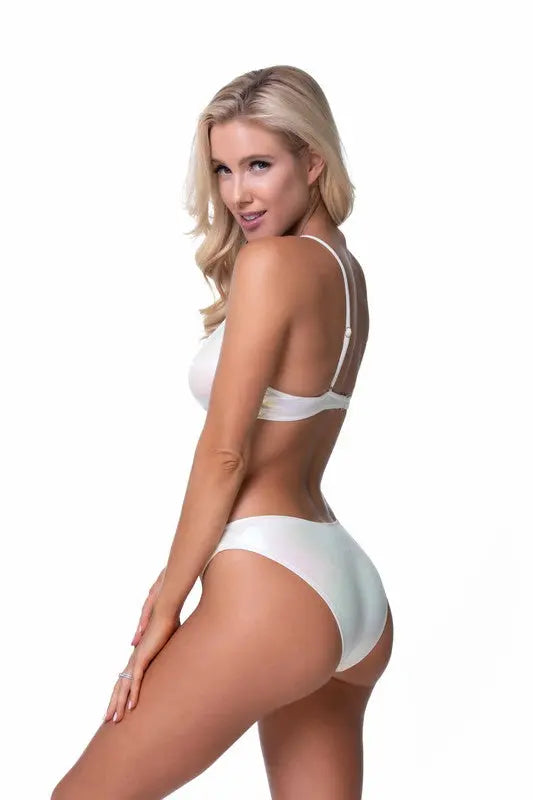 METALLIC SCOOP TOP BIKINI SET Beach Joy Bikini