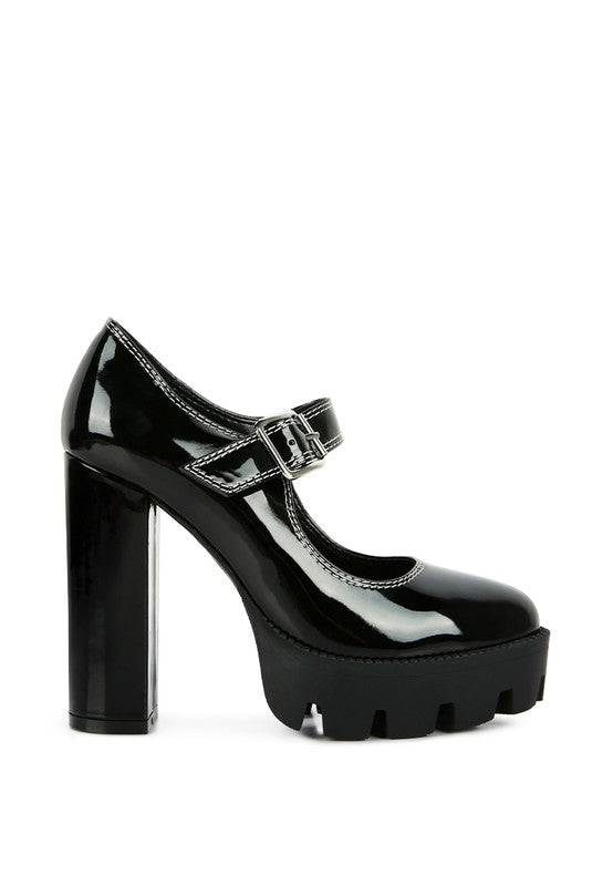 MILLENIAL BUG Patent High Heeled Mary Jane Shoes Eye Candy Sensation