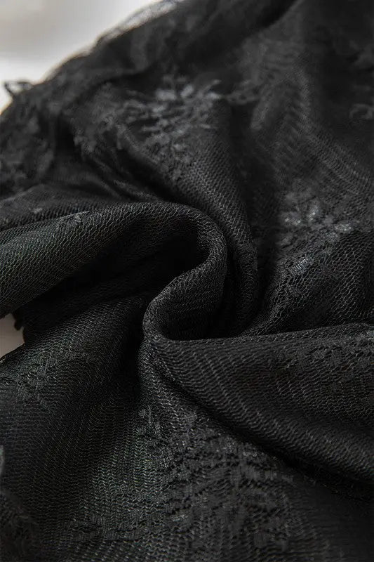 Mesh Crochet Patchwork Slim Fit Long Sleeve Blouse SHEWIN INC.