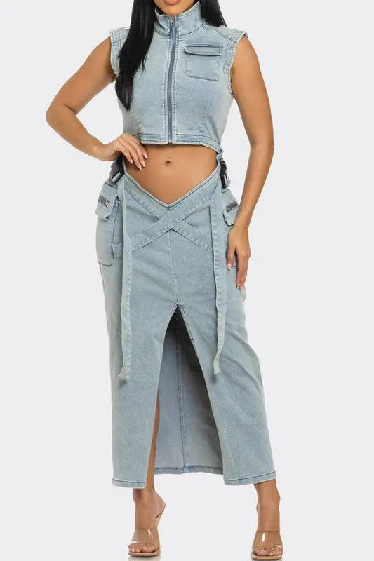 Modern Edge Denim Co-ord Set Athina