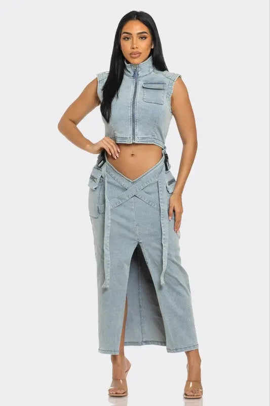Modern Edge Denim Co-ord Set Athina