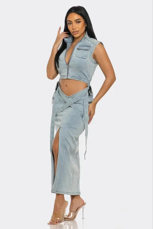 Modern Edge Denim Co-ord Set Athina