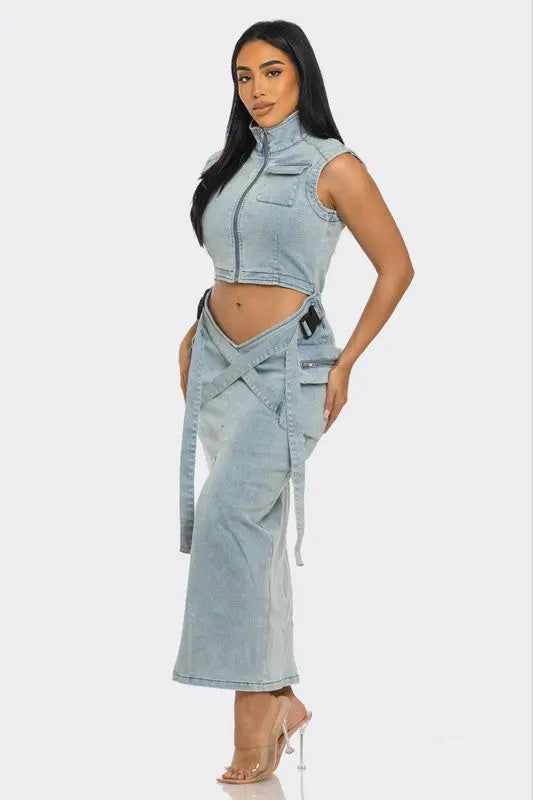 Modern Edge Denim Co-ord Set Athina