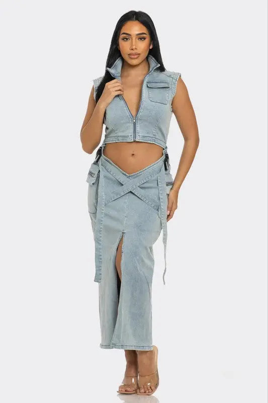 Modern Edge Denim Co-ord Set Athina