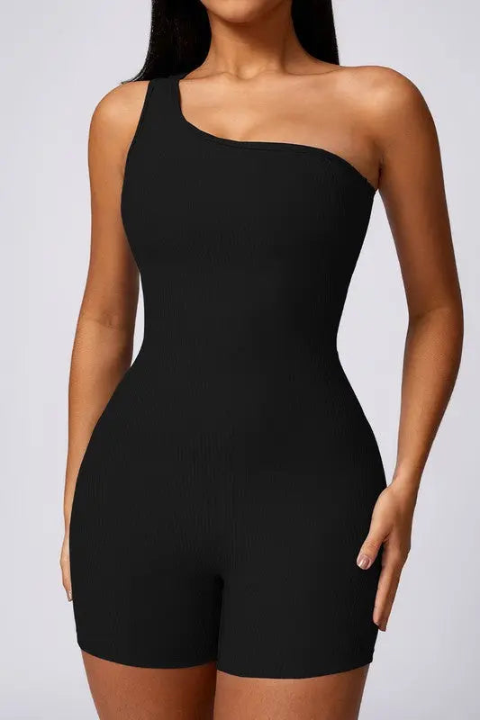 Oblique one-shoulder exercise fitness bodysuits WonderXFans