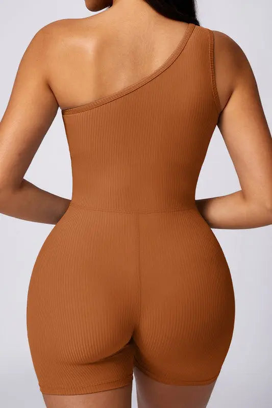 Oblique one-shoulder exercise fitness bodysuits WonderXFans