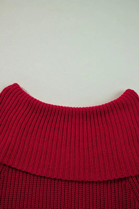Off Shoulder Ribbed Knit Sweater SHEWIN INC.